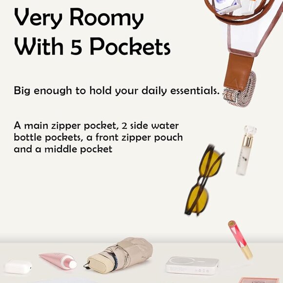 Clear Stadium Bag Unisex Large Capacity Waterproof TPU Crossbody - Picture 4 of 8